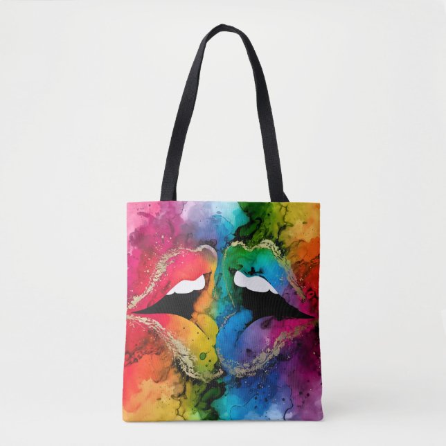 Bolso De Tela Labios abstractos vibrantes (Anverso)