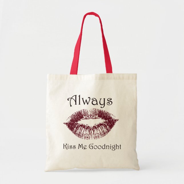 Bolso De Tela Labios Always Kiss Me Goodnight (Frente)
