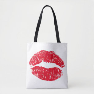 Bolso De Tela Labios besándose rojos