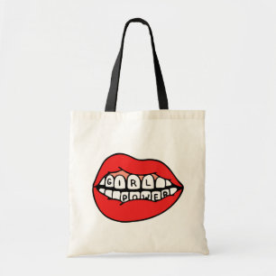 Bolso De Tela Labios de alimentación de chica