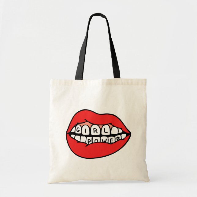Bolso De Tela Labios de alimentación de chica (Frente)