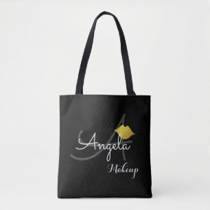 Bolso De Tela labios de oro falso . artista de maquillaje monogr