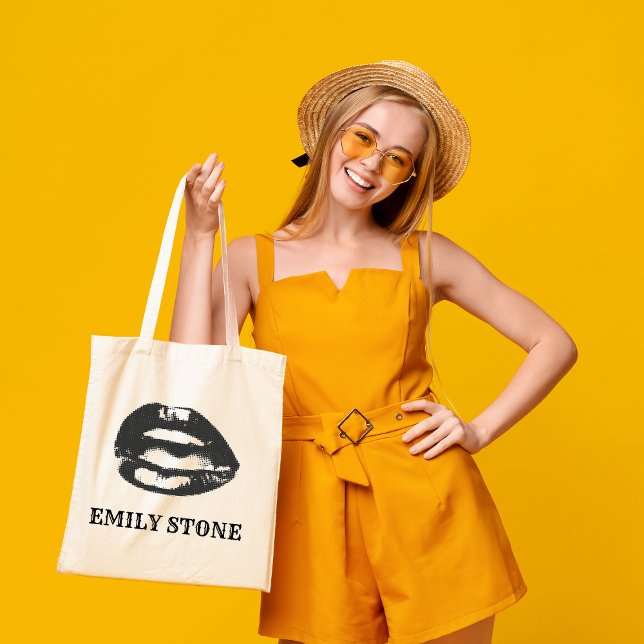 Bolso De Tela labios en blanco y negro Tote Bag (Subido por el creador)