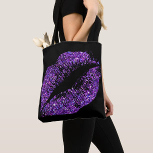 Bolso De Tela Labios púrpuras del purpurina