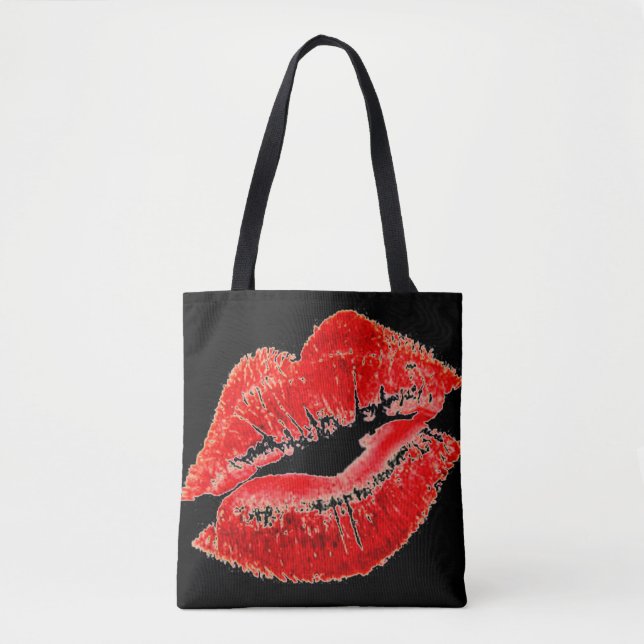 Bolso De Tela Labios Rojos Grandes (Anverso)