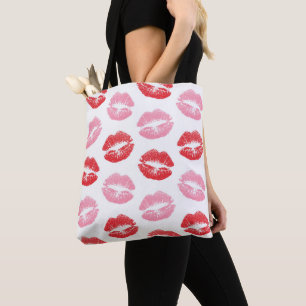 Bolso De Tela Labios rojos y rosados, patrón de labios, labios, 