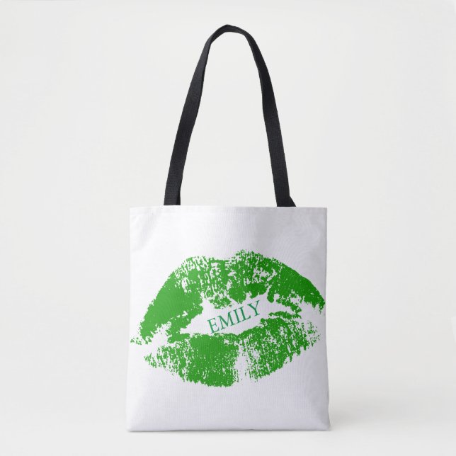 Bolso De Tela Labios verdes monogramados (Anverso)