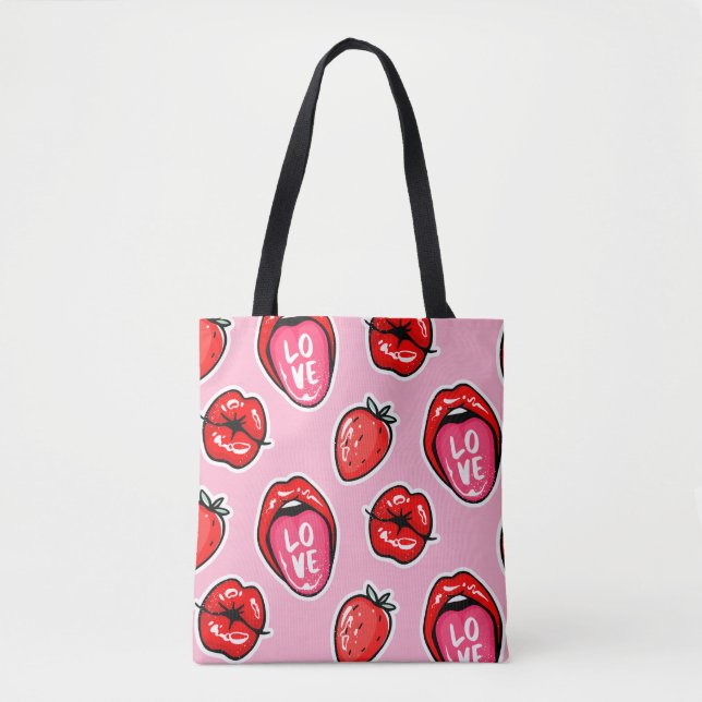 Bolso De Tela Labios y fresas (Anverso)