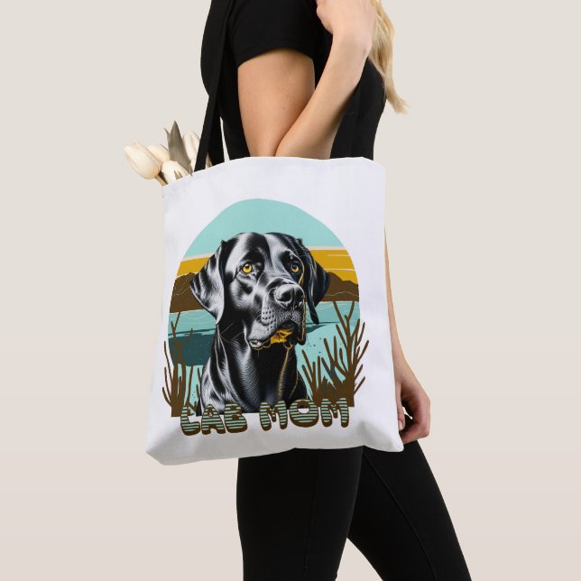 Bolso De Tela Laboratorio negro | Lab Mom Dog Lover (Detalle)