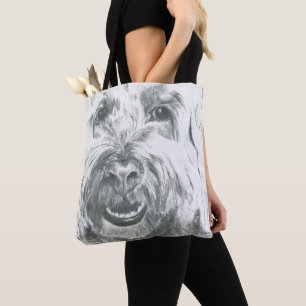 Bolso De Tela Labradoodle Art Black and White Cute