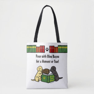 Bolso De Tela Labrador cachorra leyendo libros de bolsitas de li