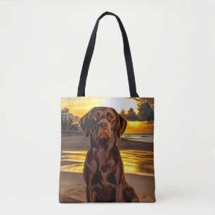 Bolso De Tela Labrador de chocolate al atardecer