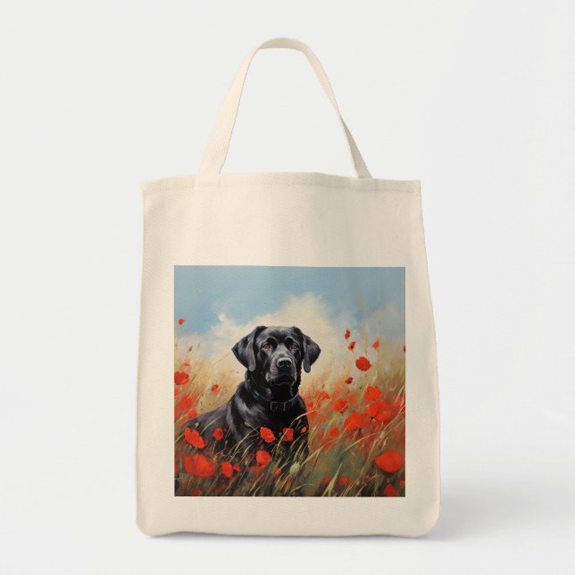 Bolso De Tela Labrador en amapolas (Frente)