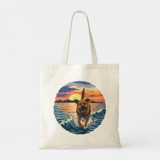 Bolso De Tela Labrador Feliz Corriendo a Través del Océano en Pu