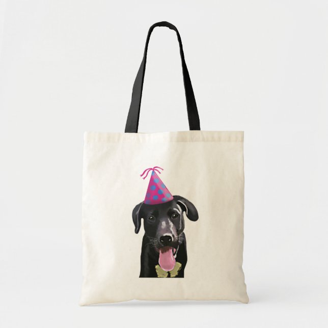Bolso De Tela Labrador negro con Gorra Fiesta (Frente)
