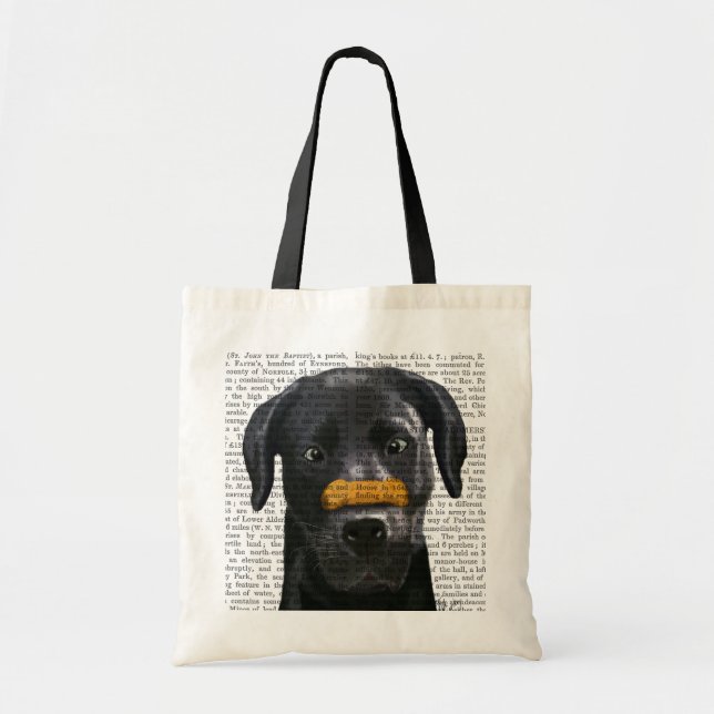 Bolso De Tela Labrador negro con huesos en la nariz (Frente)