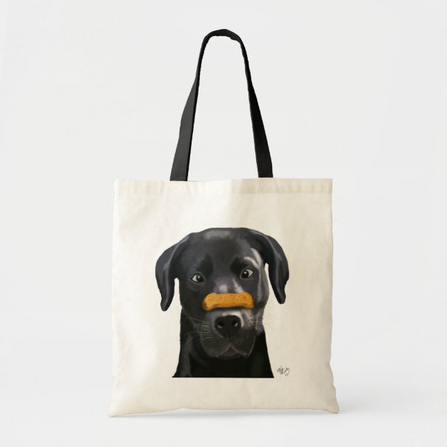 Bolso De Tela Labrador negro con huesos en la nariz 2 (Frente)