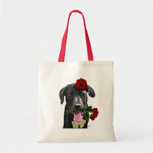 Bolso De Tela Labrador negro con Rosas 2