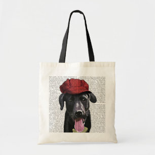 Bolso De Tela Labrador negro con tapa roja
