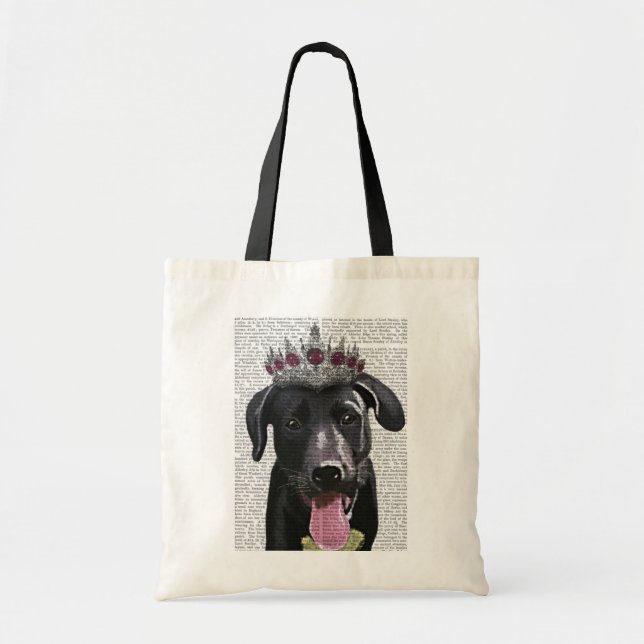 Bolso De Tela Labrador negro con tiara (Frente)