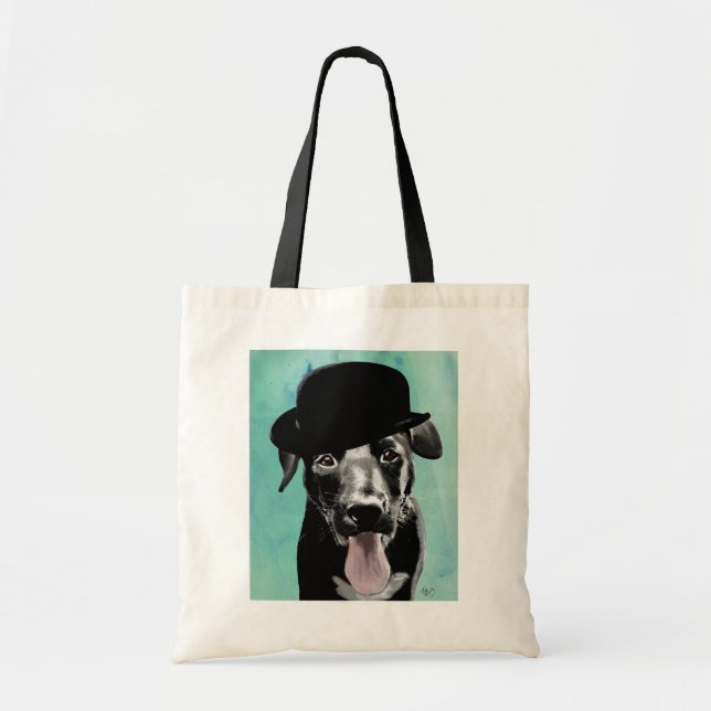 Bolso De Tela Labrador negro en Gorra Bowler (Frente)