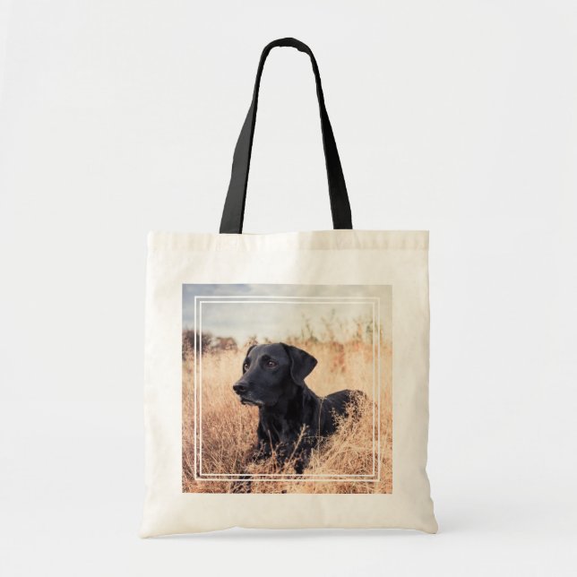 Bolso De Tela Labrador negro en hierba seca (Frente)