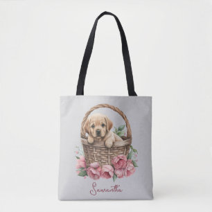 Bolso De Tela Labrador Recuperador de cachorros azul
