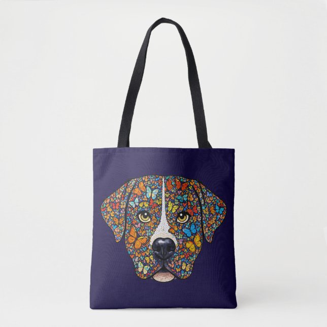 Bolso De Tela Labrador Retriever Butterfly Kaleidoscope Portrait (Anverso)