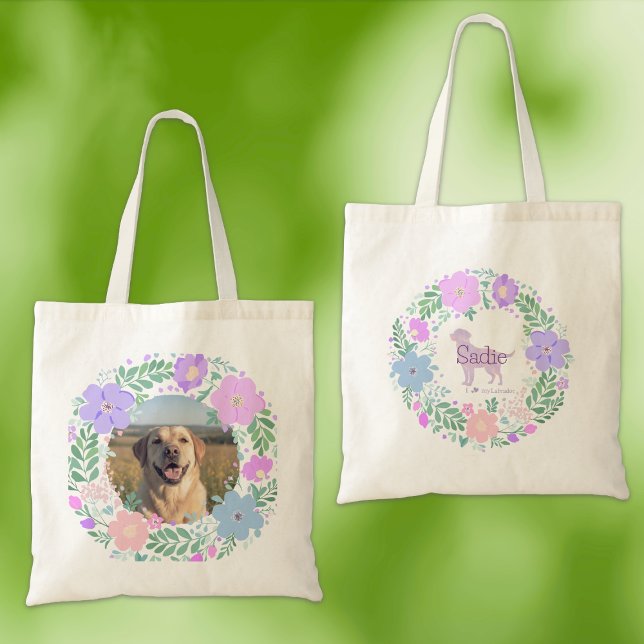 Bolso De Tela Labrador Retriever Lavender Flower Wreath - Custom (Subido por el creador)