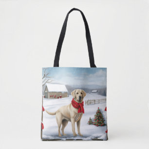 Bolso De Tela Labrador Retriever Perro en Navidad Nieve