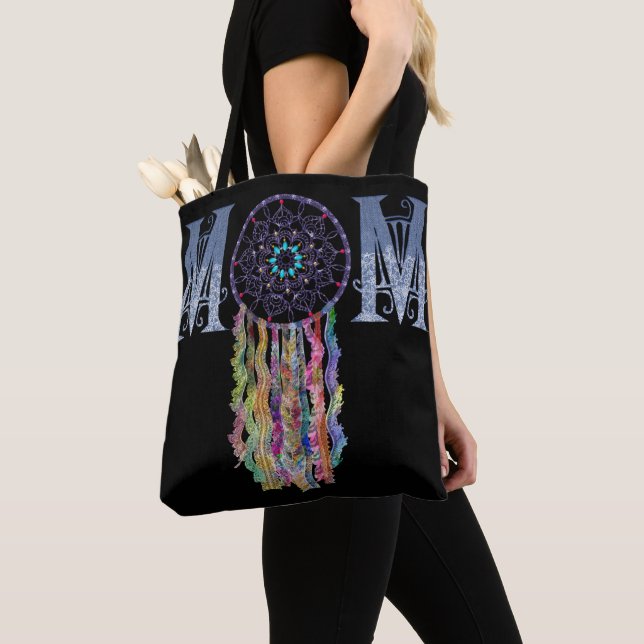Bolso De Tela Lace MOM y Denim Dreamcatcher pintado (Detalle)