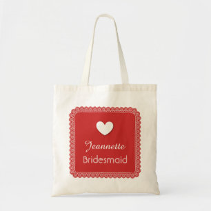 Bolso De Tela Lace rojo con Boda de la dama de honor del corazón