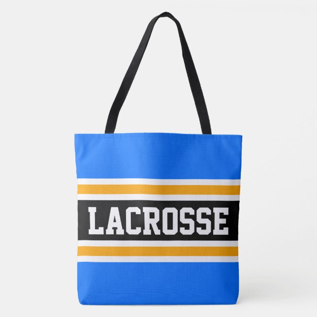 Bolso De Tela LACROSSE Athletic Bright Blue Yellow Stripes (Anverso)