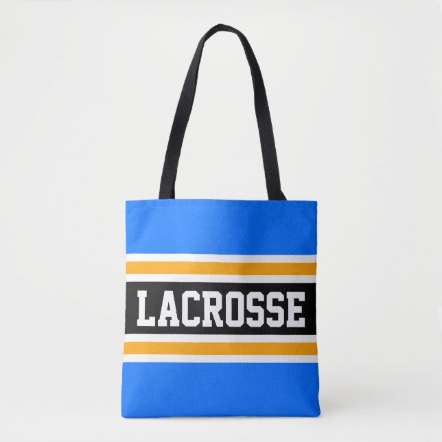 Bolso De Tela LACROSSE Athletic Bright Blue Yellow Stripes (Anverso)