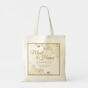Bolso De Tela Lacy Gold Frills elegante empleada de honor Boda