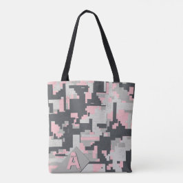 Bolso De Tela Ladrillos militares grises rosados con tu Monogram