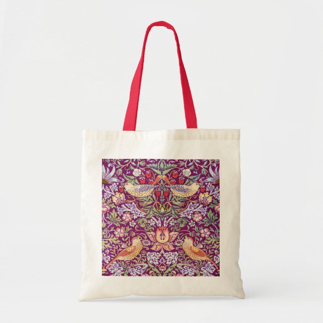 Bolso De Tela Ladrón de fresa rojo, William Morris (Frente)