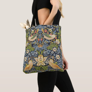 Bolso De Tela Ladrón de Fresas Morris Azul Marino Arte Fino Vint