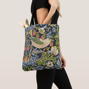 Bolso De Tela Ladrón de Fresas Morris Azul Marino Arte Fino Vint