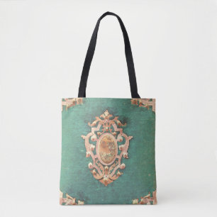 Bolso De Tela Ladrón de libros antiguos y victoriano verde y ele