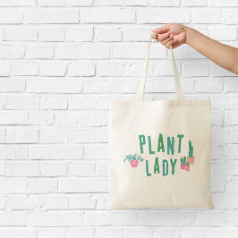 Bolso De Tela Ladrón vegetal rosa y verde ilustrado