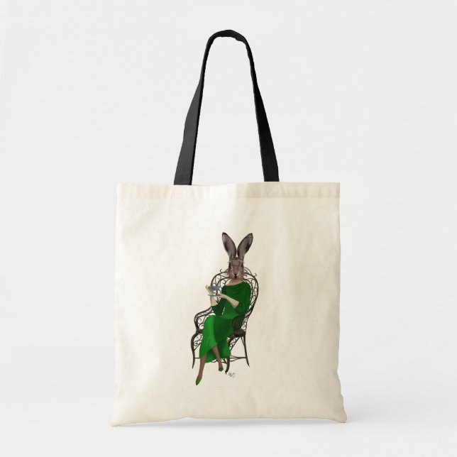 Bolso De Tela Lady Bella Rabbit Tomando el té 2 (Frente)