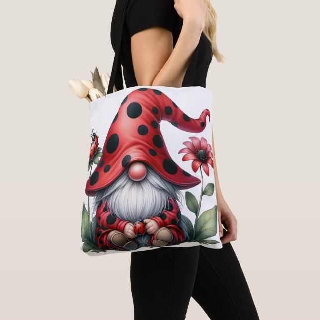 Bolso De Tela Lady Bug Gnome Tote Bag (Detalle)