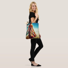 Bolso De Tela Lady Caminando Por La Playa