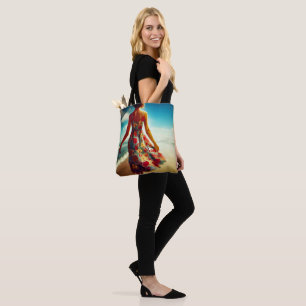 Bolso De Tela Lady Caminando Por La Playa