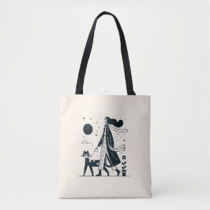 Bolso De Tela Lady caminando su Tote de gato