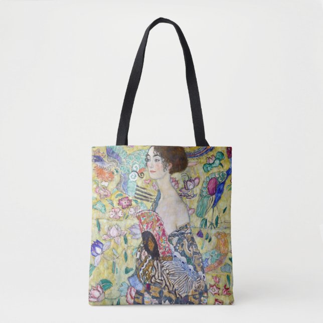 Bolso De Tela Lady con un fanático, Gustav Klimt (Anverso)