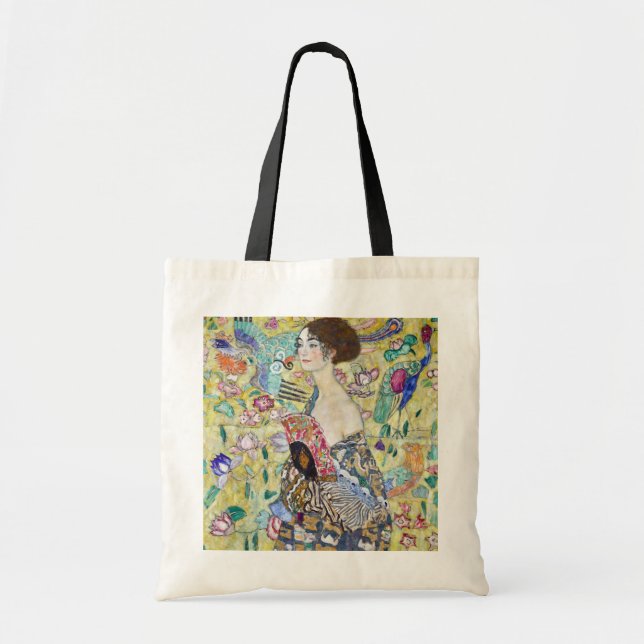 Bolso De Tela Lady con un fanático, Gustav Klimt (Frente)