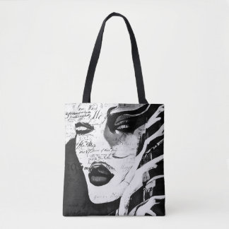 Bolso De Tela Lady en blanco y negro