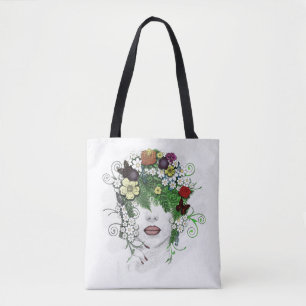 Bolso De Tela Lady Flora, flores, bonito, elegante, simple, arte